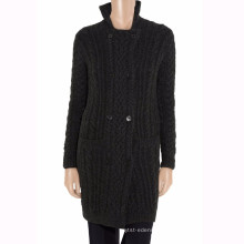 15PKCAS35 mulheres inverno quente cabo moda lã cashmere casaco